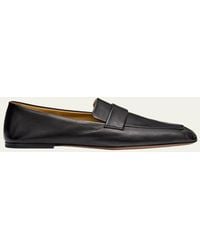 The Row - Leather Square-Toe Loafers - Lyst