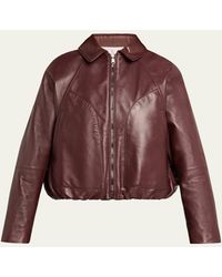 Brunello Cucinelli - Collared Zip-Up Leather Jacket - Lyst