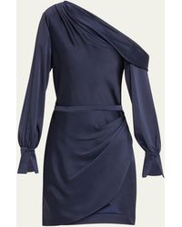 Jonathan Simkhai - Cameron One-shoulder Wrap-skirt Satin Mini Dress - Lyst