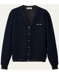Miu Miu - Cashmere-Silk Logo Cardigan - Lyst