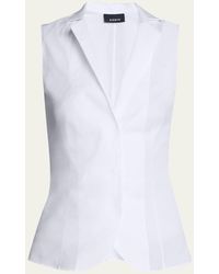 Akris - Notched Stand-collar Sleeveless Button-front Blouse - Lyst