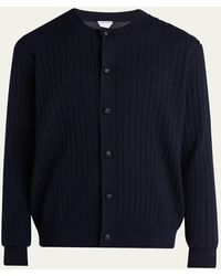 Bottega Veneta - Ribbed Wool Cardigan With Leather Buttons - Lyst