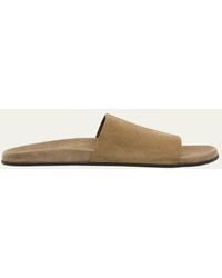 The Row - Hugh Suede Flat Slide Sandals - Lyst