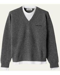 Miu Miu - Layered V-Neck Cashmere Sweater - Lyst
