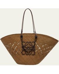 Loewe - X Paula's Ibiza Large Anagram Basket Tote Bag In Iraca Palm With Leather Handles - Lyst