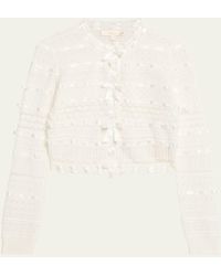 LoveShackFancy - Roselline Cotton Ribbon Cardigan - Lyst