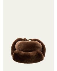 Pologeorgis - Shearling Trapper Hat With Leather Chin Strap - Lyst