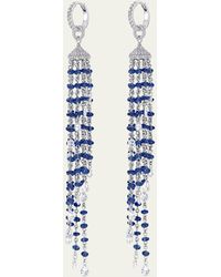 64 Facets - 18k White Gold Spiral Tassel Earrings With Natural Sapphire Beads And Diamonds - Lyst
