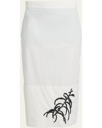 Plan C - Embroidered Midi Cotton Skirt - Lyst