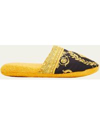Versace - Baroque-print Cotton-terry Slippers - Lyst