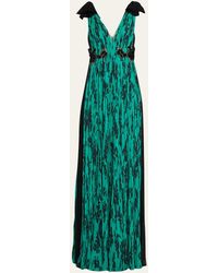 J. Mendel - Water Garden Floral Printed Silk Hand Pleated Gown - Lyst