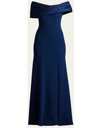 Tadashi Shoji - Off-Shoulder A-Line Crepe & Taffeta Gown - Lyst