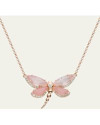 Daniella Kronfle - Medium Quartz Dragonfly Necklace With Diamonds - Lyst