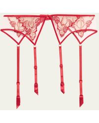 Lise Charmel - Nude Solaire Embroidered Tulle Garter Belt - Lyst