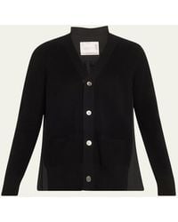 Sacai - Pleated-Back Knit Button Down Cardigan - Lyst