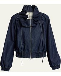 Dries Van Noten - Voly Ruffle-Collar Denim Zip Jacket - Lyst