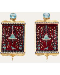 Silvia Furmanovich - Yellow Gold Mini Carpet Earrings With Diamond And Turquoise - Lyst