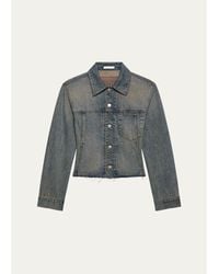 Helmut Lang - Raw Hem Denim Trucker Jacket - Lyst