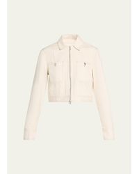 Veronica Beard - Patty Cropped Denim Moto Jacket - Lyst