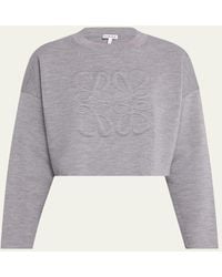 Loewe - Short Wool Sweater With Anagram Detail - Lyst