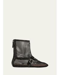 Alaïa - Fishnet Patent Ballerina Booties - Lyst