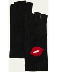 Portolano - Fingerless Cashmere Gloves With Lips Motif - Lyst