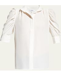 FRAME - Gillian Silk Collared Puff-sleeve Top - Lyst