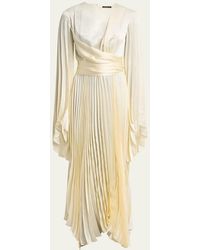 A.W.A.K.E. MODE - Wrap-Around Pleated Satin Dress - Lyst