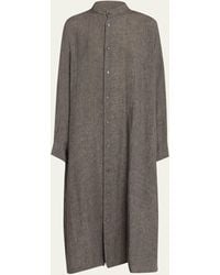 Eskandar - Wide A-line Collarless Shirt Dress - Lyst