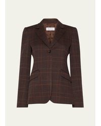 Max Mara - Wool-Cotton Check Single-Breasted Jacket - Lyst