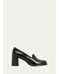Prada - 65Mm Mocassini Leather Loafer Pumps - Lyst