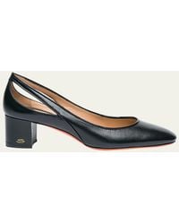 Santoni - Cut-Out Mixed Leather Block Heel Pumps - Lyst