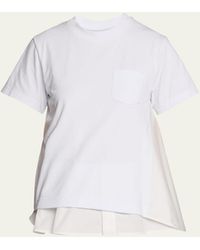 Sacai - Mixed-media Poplin T-shirt - Lyst