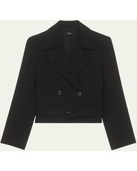 Theory - Double-breasted Admiral Crepe Crop Trench Coat - Lyst