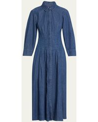 Jonathan Simkhai - Jazz Pintuck Cotton Chambray Midi Shirt Dress - Lyst