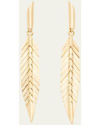 CADAR - 18k Yellow Gold Small Feather Drop Earrings - Lyst