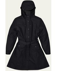 Rains - Curve Belted Trench Coat With Drawstring Hood - Lyst