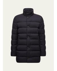 Moncler - Vallonpierre Hooded Wool Long Down Jacket​ - Lyst
