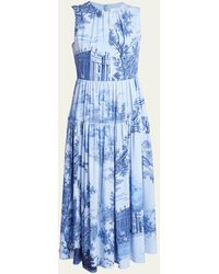Erdem - Floral-print Sleeveless Tiered Midi Dress - Lyst