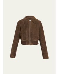 Vince - Shrunken Suede Bomber Jacket - Lyst