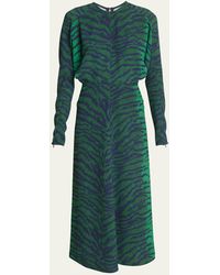 Victoria Beckham - Tiger-print Dolman Sleeve Midi Dress - Lyst