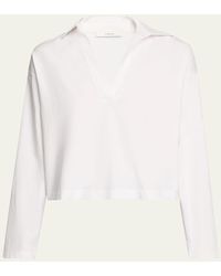 Vince - Easy Cotton Long-Sleeve Pullover Polo Top - Lyst