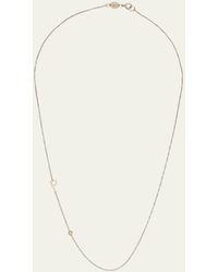 Zoe Lev - 14k White Gold Personalized 0.03ct Asymmetric Initial & Diamond Bezel Necklace - Lyst