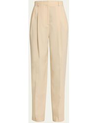 Totême - Mid-rise Double-pleated Straight-leg Tailored Trousers - Lyst
