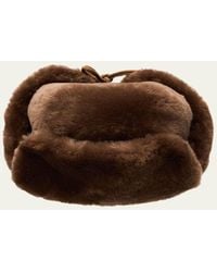Pologeorgis - Shearling Trapper Hat With Leather Chin Strap - Lyst
