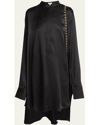 Loewe - Silk Shirtdress With Chain Drape Detail - Lyst