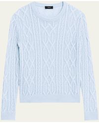Theory - Neo Sag Harbor Linen-blend Cable-knit Sweater - Lyst