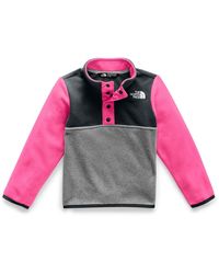The North Face Girl's Glacier Colorblock Snap Front Pullover Jacket - Pink