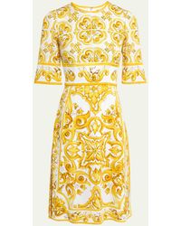 Dolce & Gabbana - Printed Charmeuse A-line Dress - Lyst