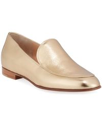 Gianvito Rossi Metallic Leather Flat Loafers